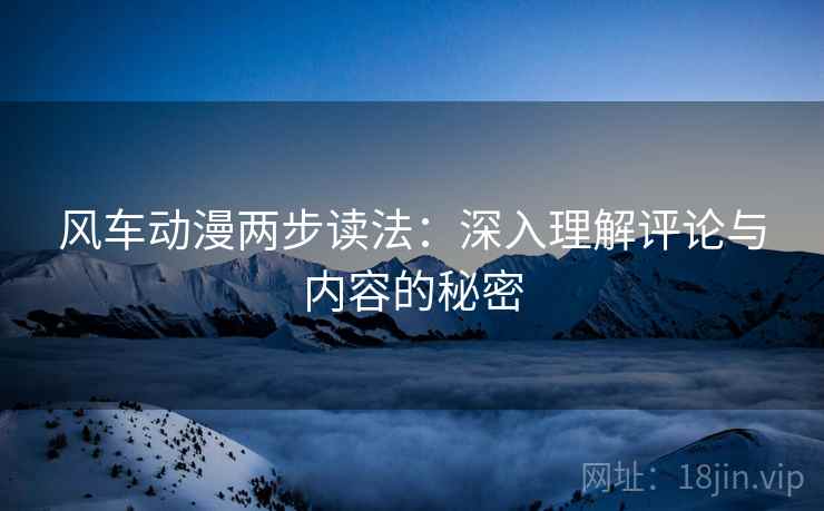 风车动漫两步读法:深入理解评论与内容的秘密 风车动漫两步读法:深入理解评论与内容的秘密